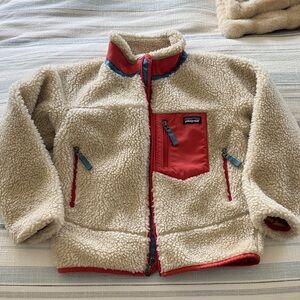Patagonia Cream and Red Sherpa Jacket